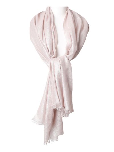 Licht oudroze stola met lurex glittereffect