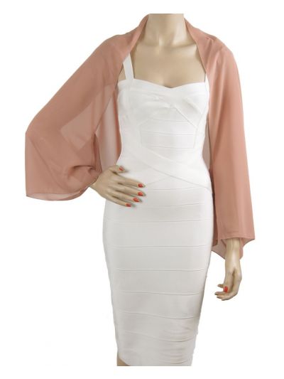 Korte bolero stola in oudroze van crêpe voile
