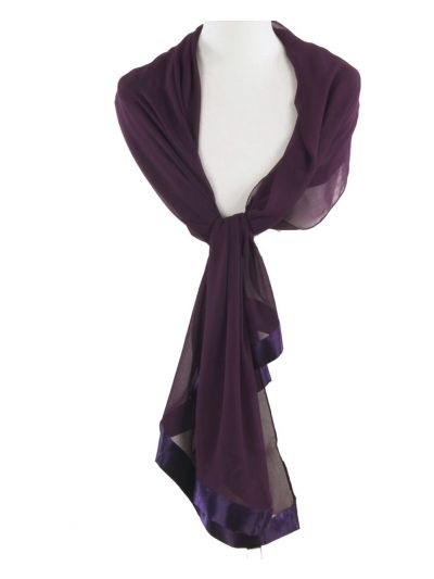 Paarse crêpe voile stola