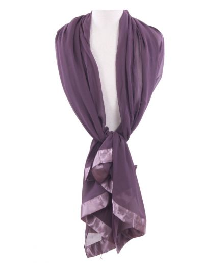 Mauvekleurige crêpe voile stola 