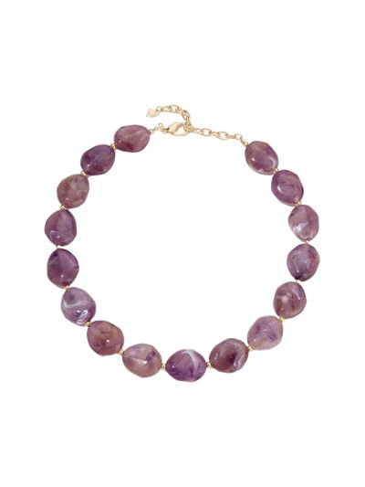 Tess kralenketting met natuursteenlook in paars