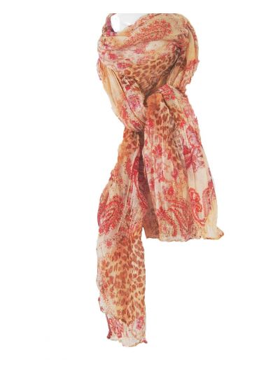 Voile sjaaltje met panter- en paisley print