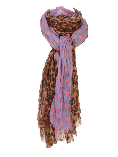 Sjaal met luipaard print en polka dot rand