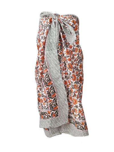 Sarong met bloemenprint in oranje