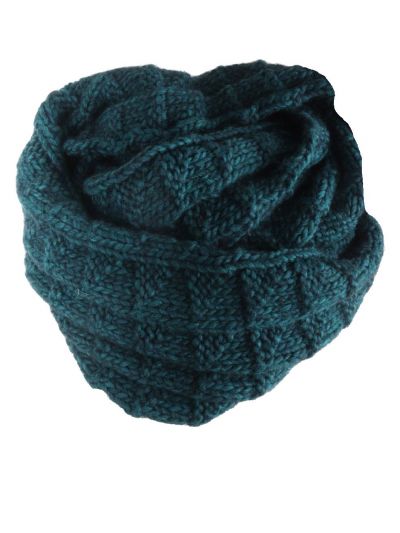 Wol-alpaca blend colsjaal in petrol
