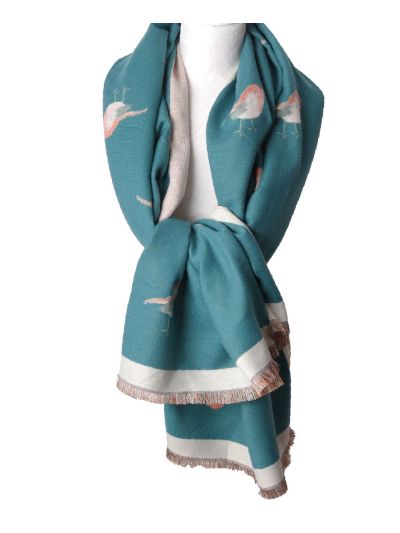 Wol-blend XL sjaal met vogelprint