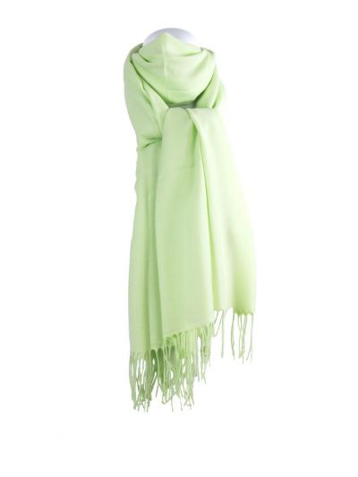 Effen pistache groene pashminasjaal, smal model
