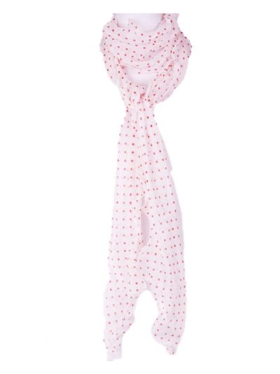 Witte voile sjaal met stippenprint 