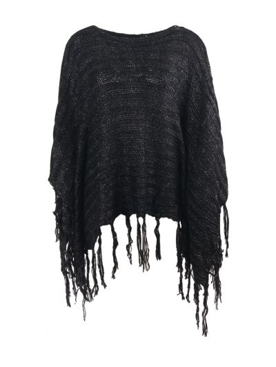 Zwarte gebreide poncho 