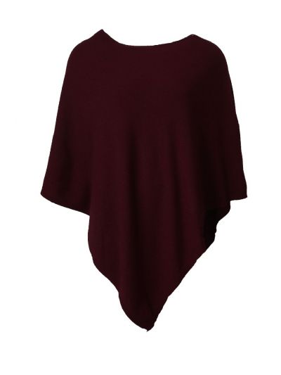 Poncho in kasjmier-blend in donkerrood