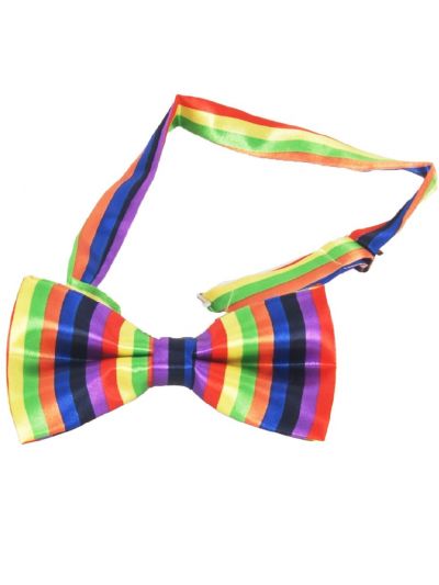 Satijnen vlinderstrik met regenboog print