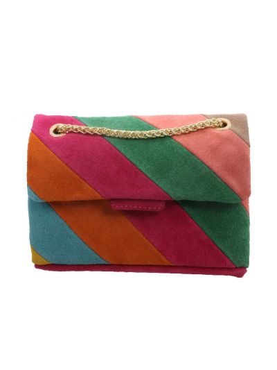 Suede regenboog tas