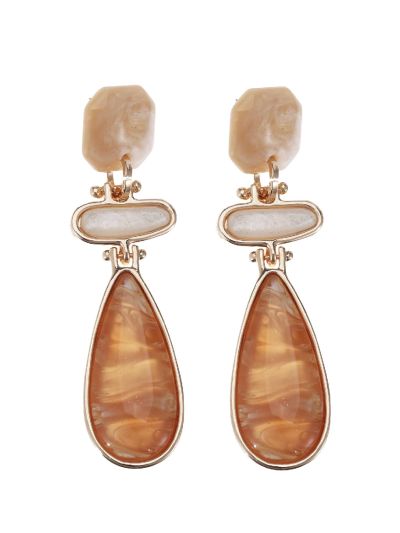 Statement stones oorbellen in ivoor en bruin