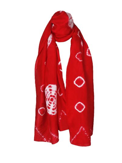 Rode zijde sjaal met batik print