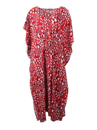 Rode kaftan met grafische print 