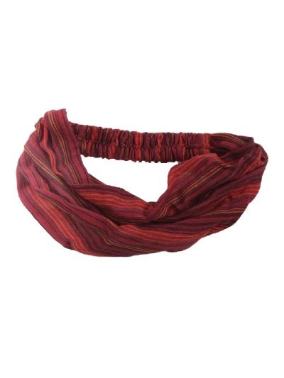 Katoenen haarband met strepen in rood