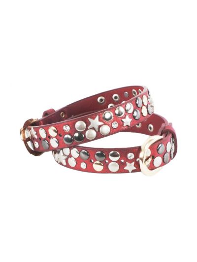 Rode laars riempjes met sterren studs en strass