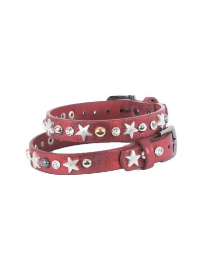 Rode laars riempjes met sterrenstuds en strass