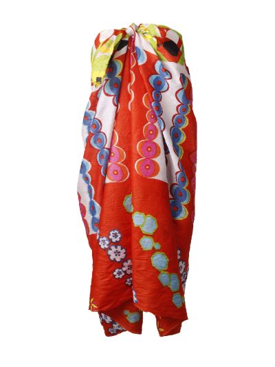 Rode sarong met mixed print