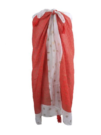 Rode pareo met ornament- en stippenprint