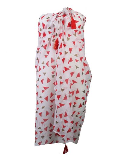 Pareo met grafische print in rood en goud