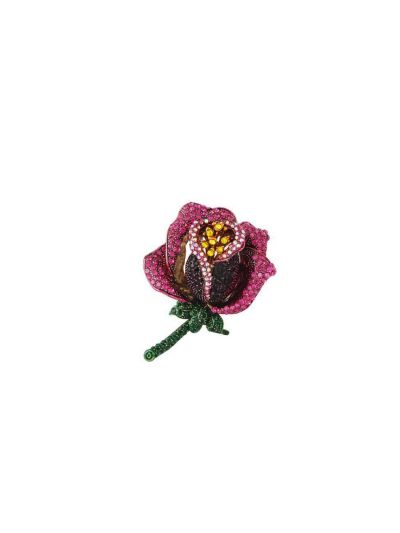 Roosbroche met strass
