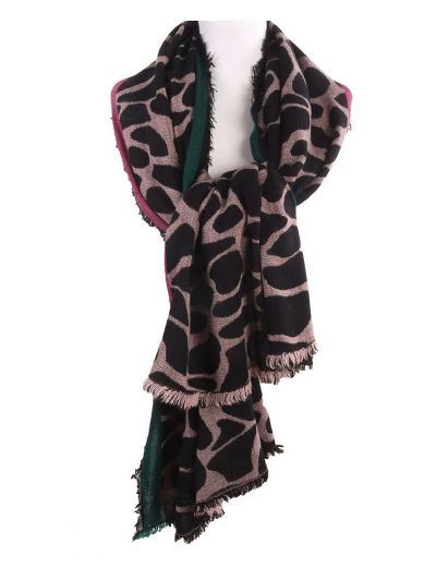 Sjaal met cheetah print in groen en roze-tinten