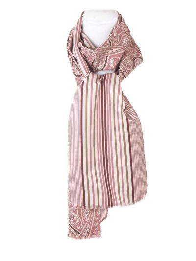 Sjaal met paisley in roze en taupe