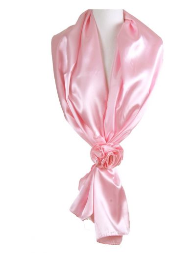 Lichtroze stola van satijn met rozen corsage 