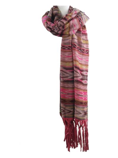 Sjaal / omslagdoek met prints in roze en bruin-tinten