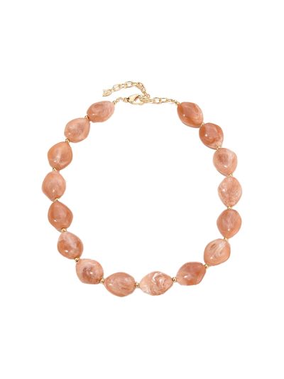 Tess kralenketting met natuursteenlook in terra