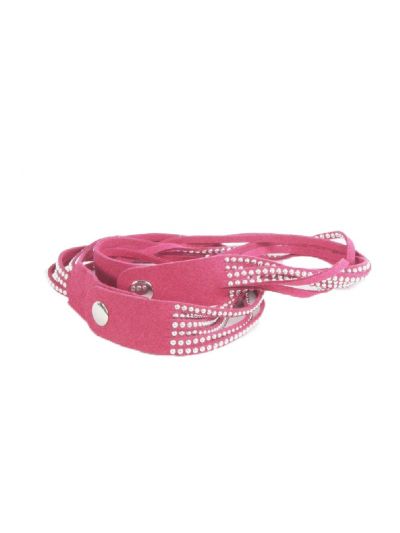 Roze suédine laars riempje met zilverkleurige studs