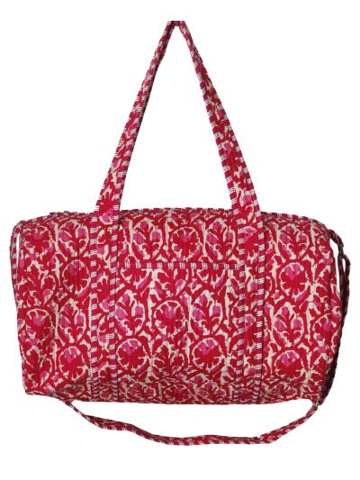  Gewatteerde weekend tas met floral in roze