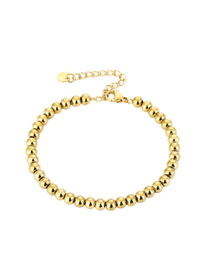 Lauri – Goudkleurige RVS bolletjes armband