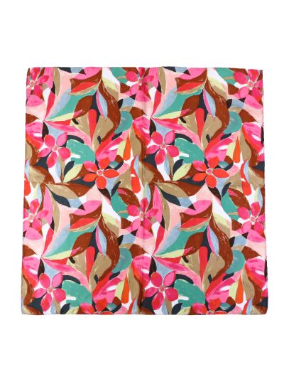 Vierkant satijnen sjaaltje met bloemenprint