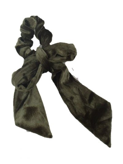 Velvet Scrunchie met strik in legergroen