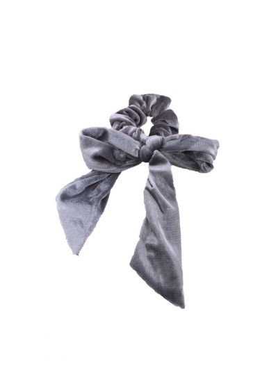 Velvet Scrunchie met strik in grijs