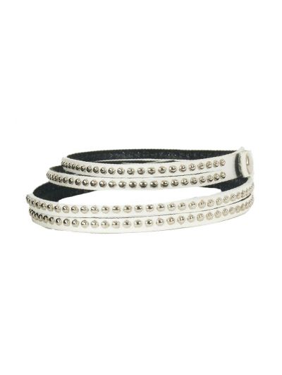 Set lederen laarsriempjes met zilverkleurige studs