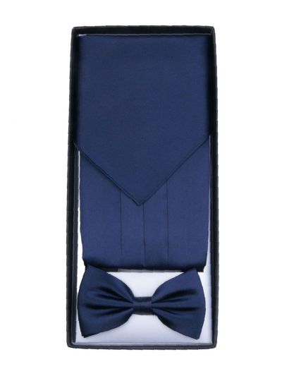 Set met cumberband, pochet en smokingstrik in donkerblauw