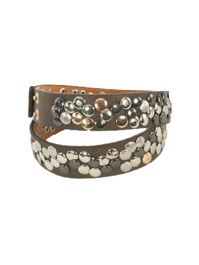 Set van bruine-bronze laarsriempjes met studs