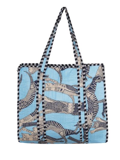 Gewatteerde schoudertas/shopper met kattenprint