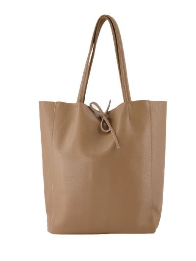 Lederen shopper in camel