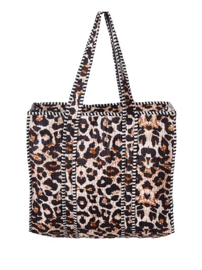 Gewatteerde schoudertas/shopper met luipaardprint
