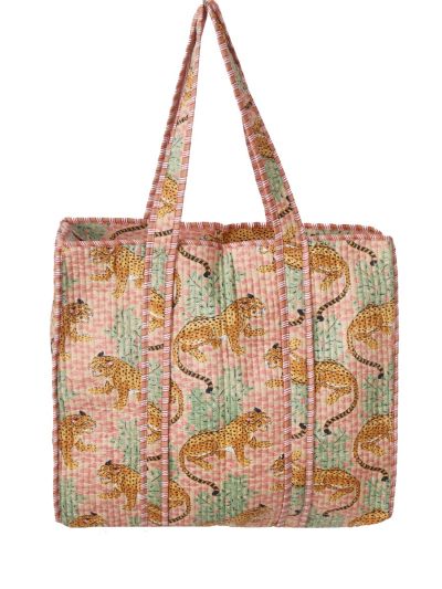 Gewatteerde schoudertas/shopper met panterprint