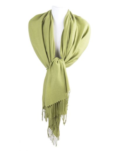 Soepelvallende effen lindegroene pashmina sjaal
