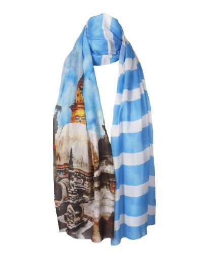 Sjaal met fotoprint van een tempel