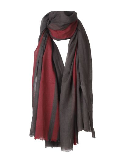 Sjaal van katoen – donker taupe & rood