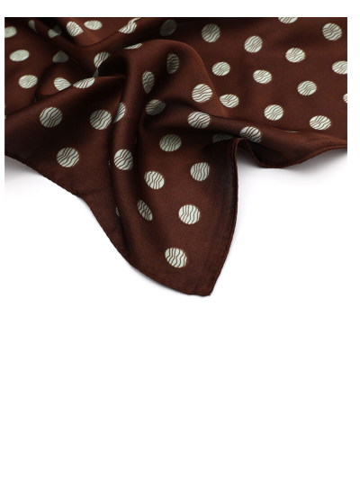 Donkerbruin vierkant sjaaltje met stippen