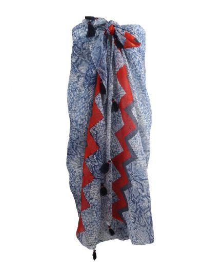 Blauwe sarong met slangenprint 