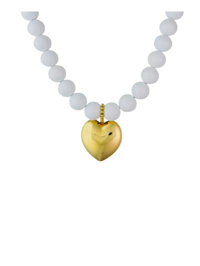 Statement kralenketting met hart in goud